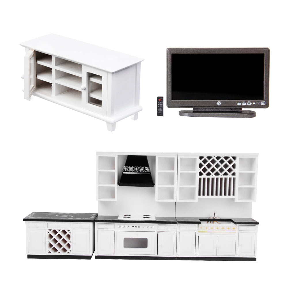 1/12 Dollhouse Miniature Furniture Kitchen Cabinet TV Cabinet Living Room