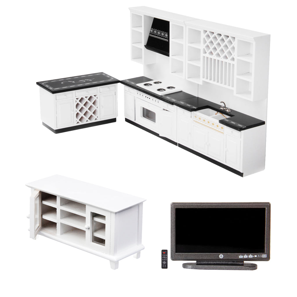 1/12 Dollhouse Miniature Furniture Kitchen Cabinet TV Cabinet Living Room