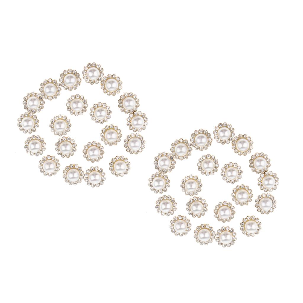40 Pieces Faux Pearl Buttons Rhinestone Embellishments Flatback for DIY 12mm