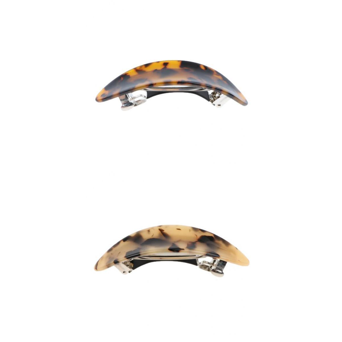 2Pcs Women's French Acetate Hair Clip Ladies Leopard Curved Barrette Hairpin