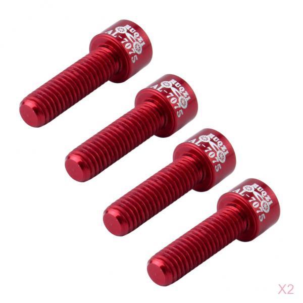 8pcs Road Bicycle Handlebar Stem Screw Aluminum Alloy M5*17MM Bolts Red