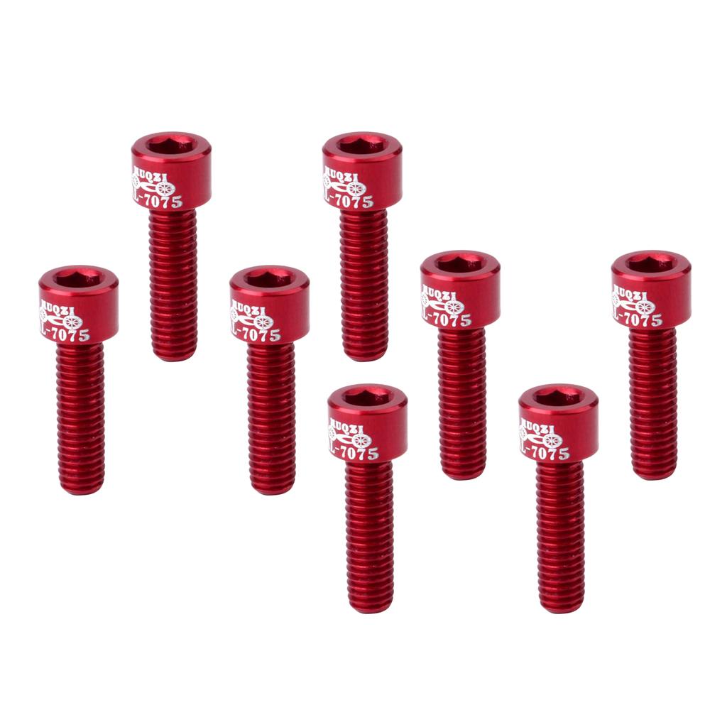 8pcs Road Bicycle Handlebar Stem Screw Aluminum Alloy M5*17MM Bolts Red