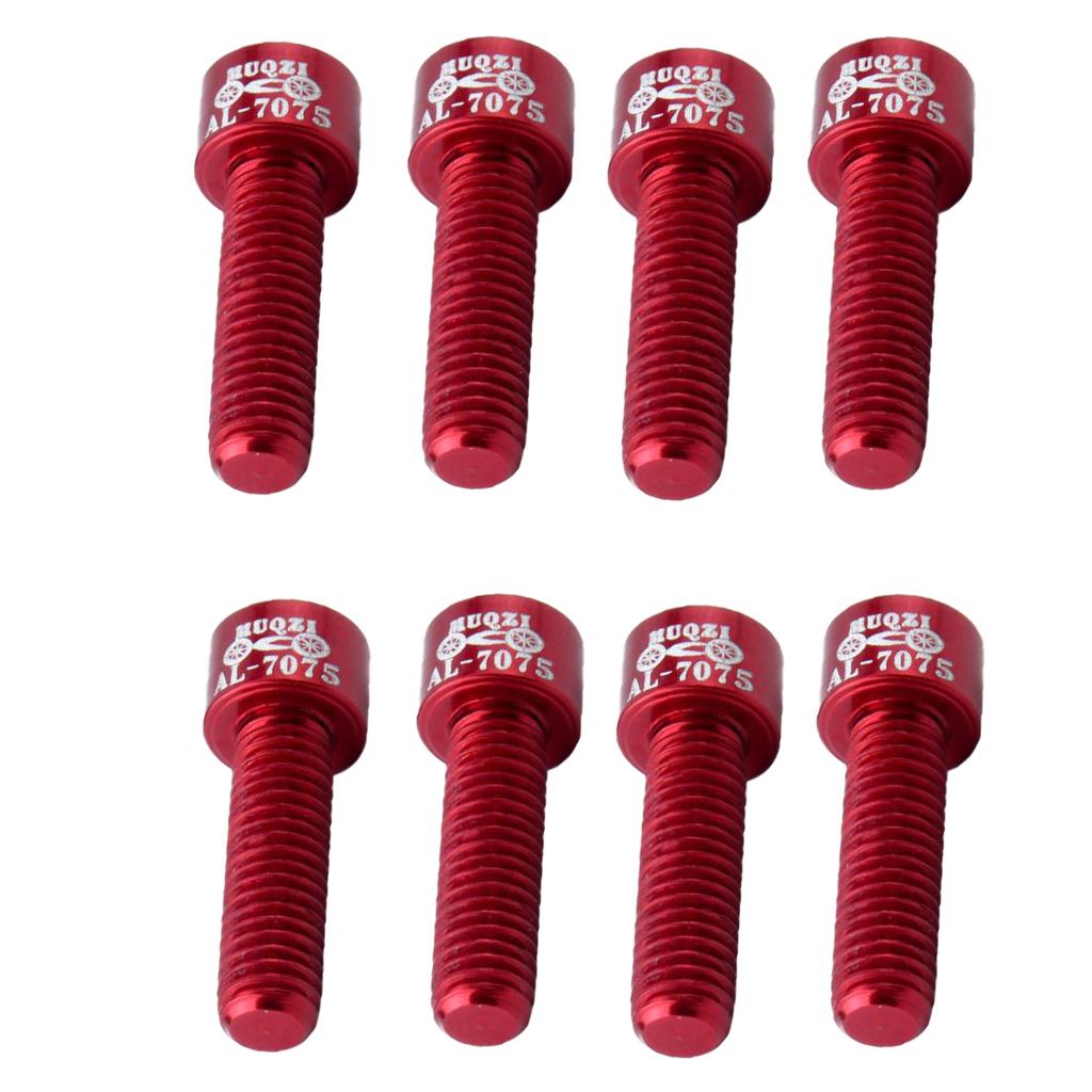 8pcs Road Bicycle Handlebar Stem Screw Aluminum Alloy M5*17MM Bolts Red