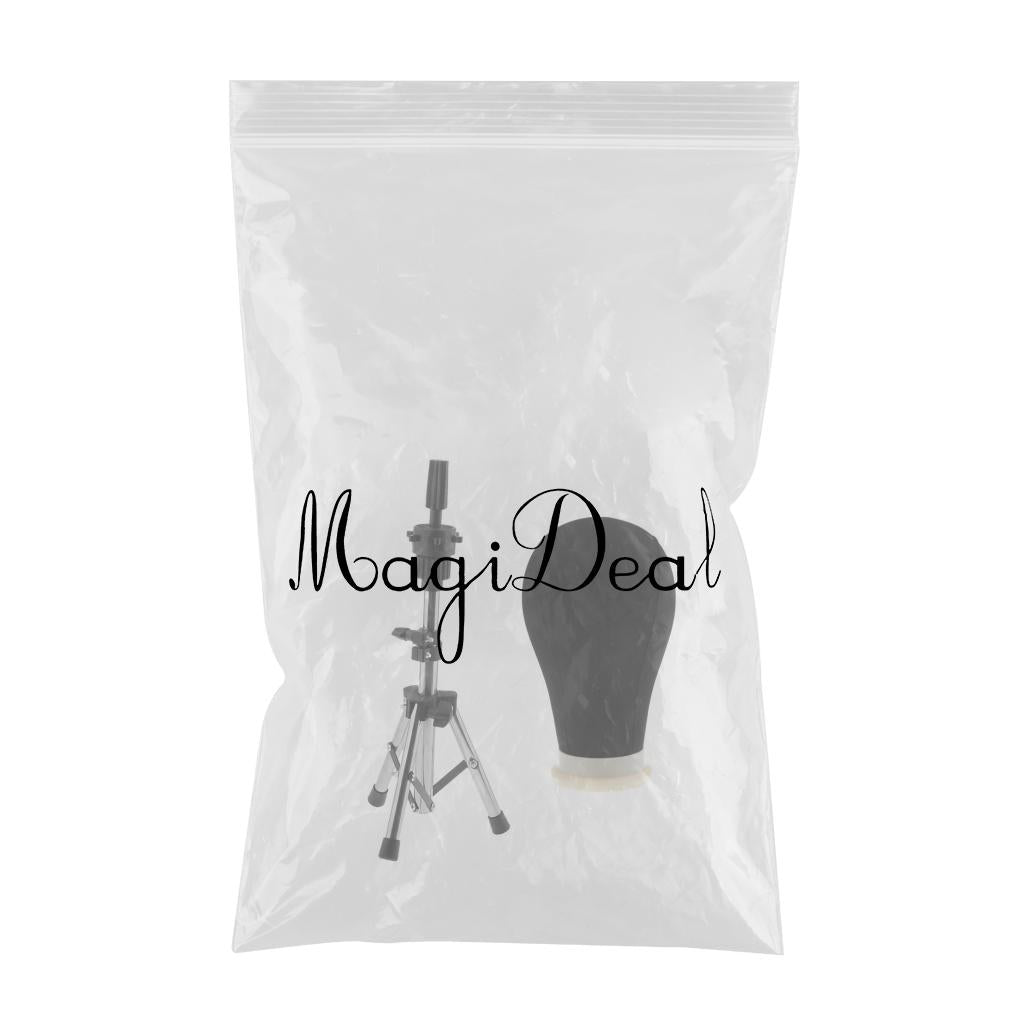 Canvas Poly Mannequin Head for Wig Hat Making Display Stand w/ Holder Clamp