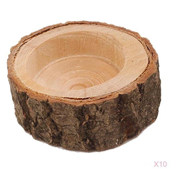 10x Tree Stump Wooden Candle Holder Tea Light Holder Wedding Decor 2.5cm