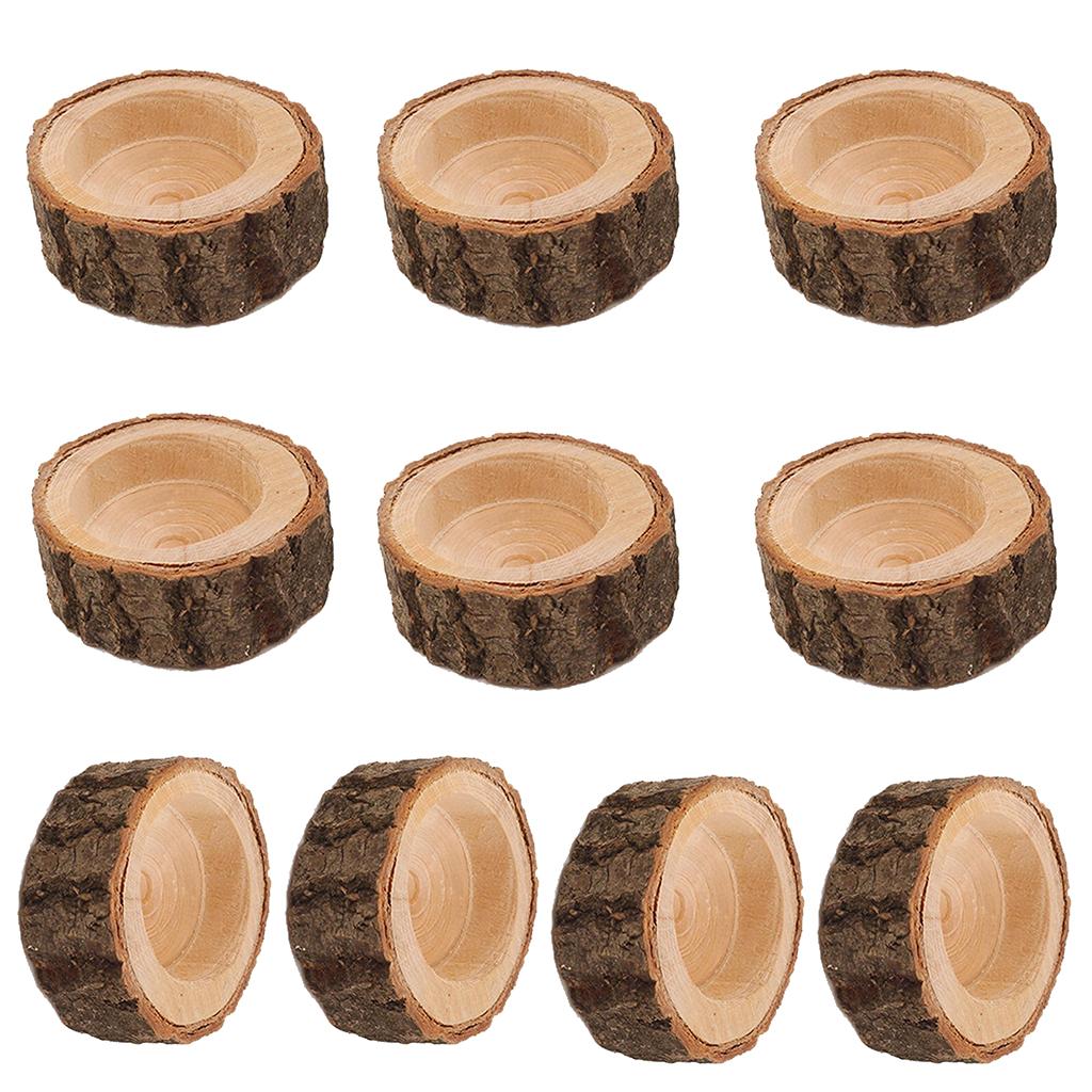 10x Tree Stump Wooden Candle Holder Tea Light Holder Wedding Decor 2.5cm