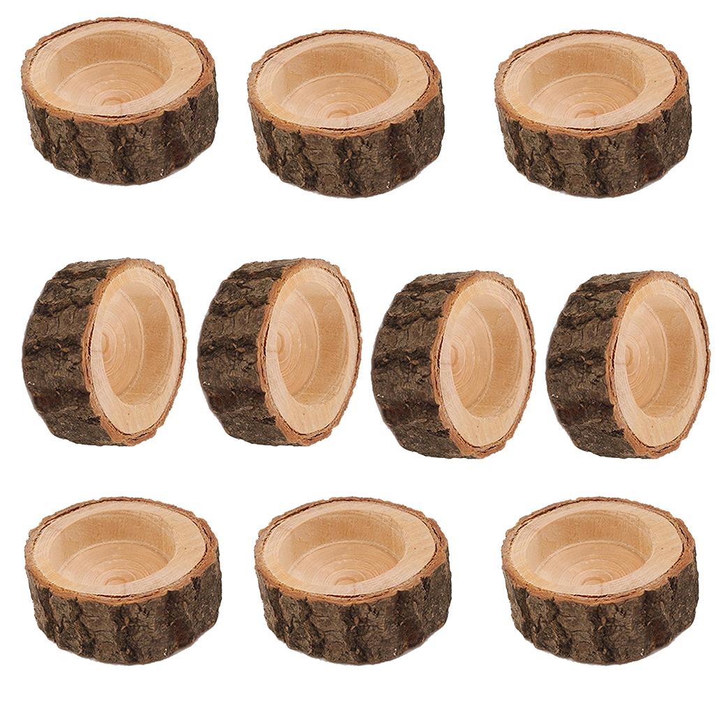 10x Tree Stump Wooden Candle Holder Tea Light Holder Wedding Decor 2.5cm