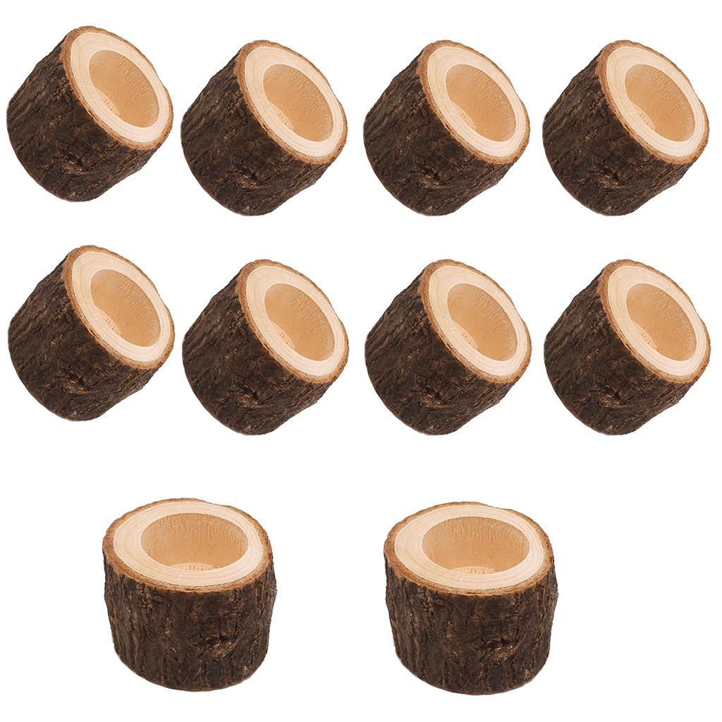 10x Tree Stump Wooden Candle Holder Tea Light Holder Wedding Decor 4.2cm