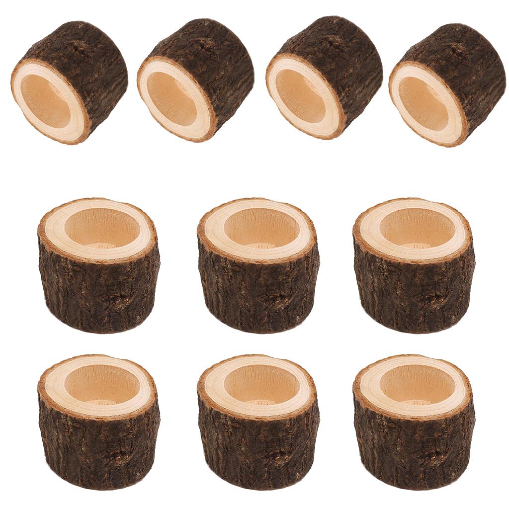10x Tree Stump Wooden Candle Holder Tea Light Holder Wedding Decor 4.2cm