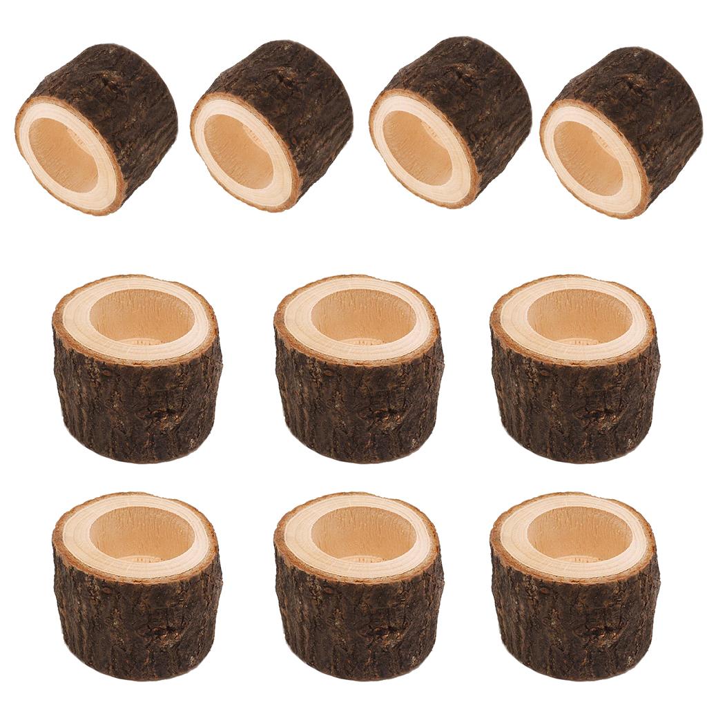 10x Tree Stump Wooden Candle Holder Tea Light Holder Wedding Decor 4.2cm