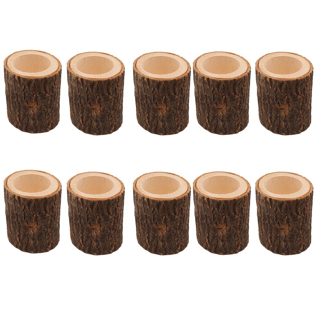 10x Stump Wooden Candle Holder Tea Light Holder for Wedding Decoration 7cm