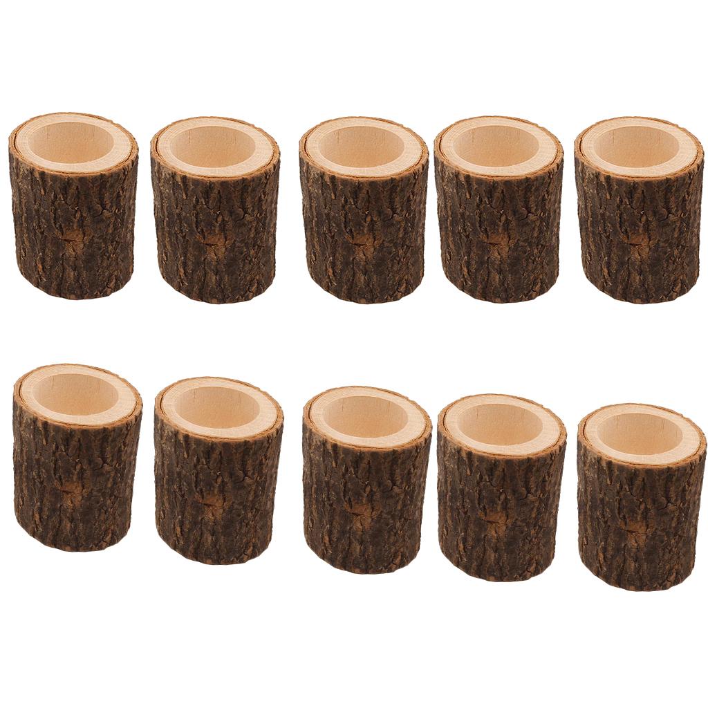 10x Stump Wooden Candle Holder Tea Light Holder for Wedding Decoration 7cm