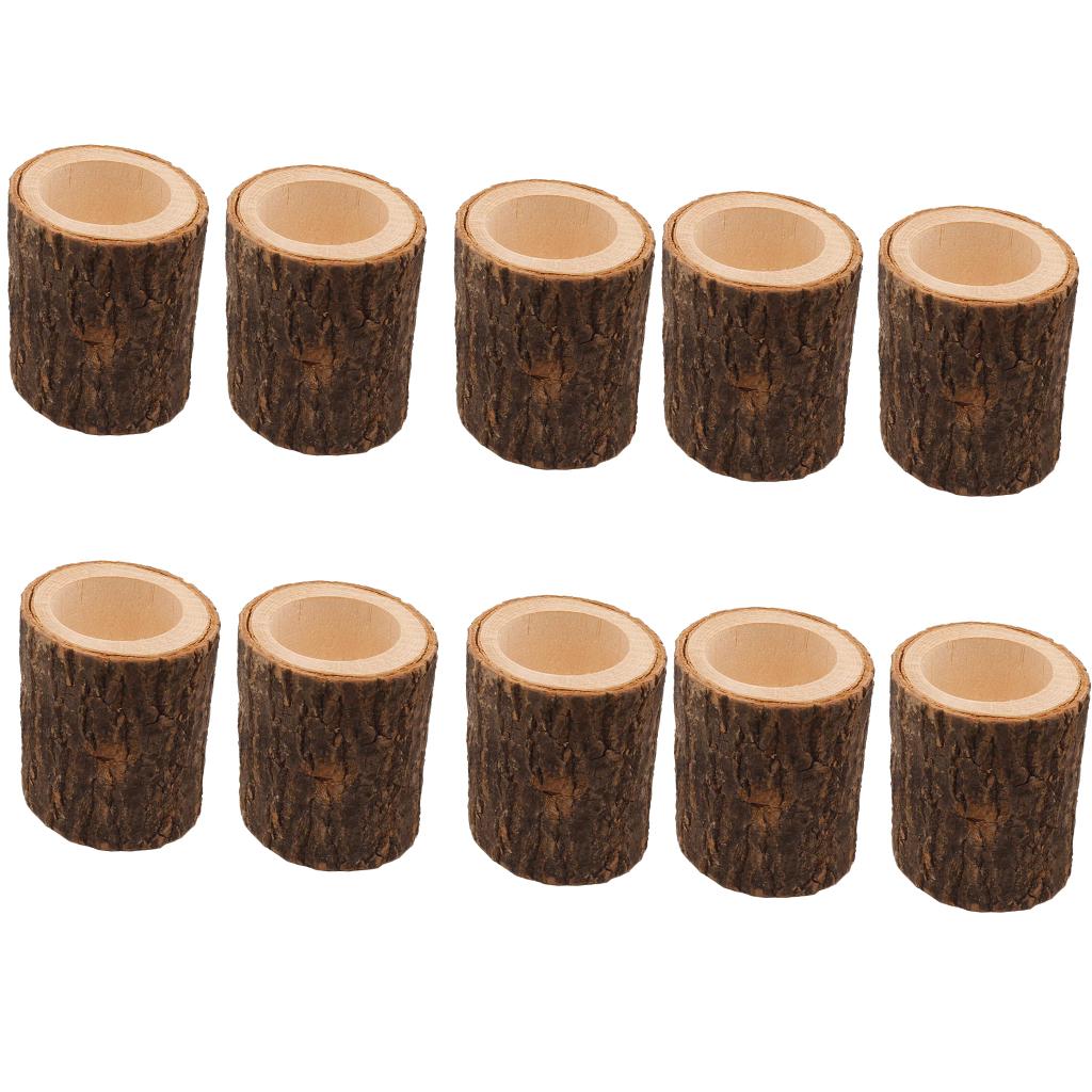 10x Stump Wooden Candle Holder Tea Light Holder for Wedding Decoration 7cm