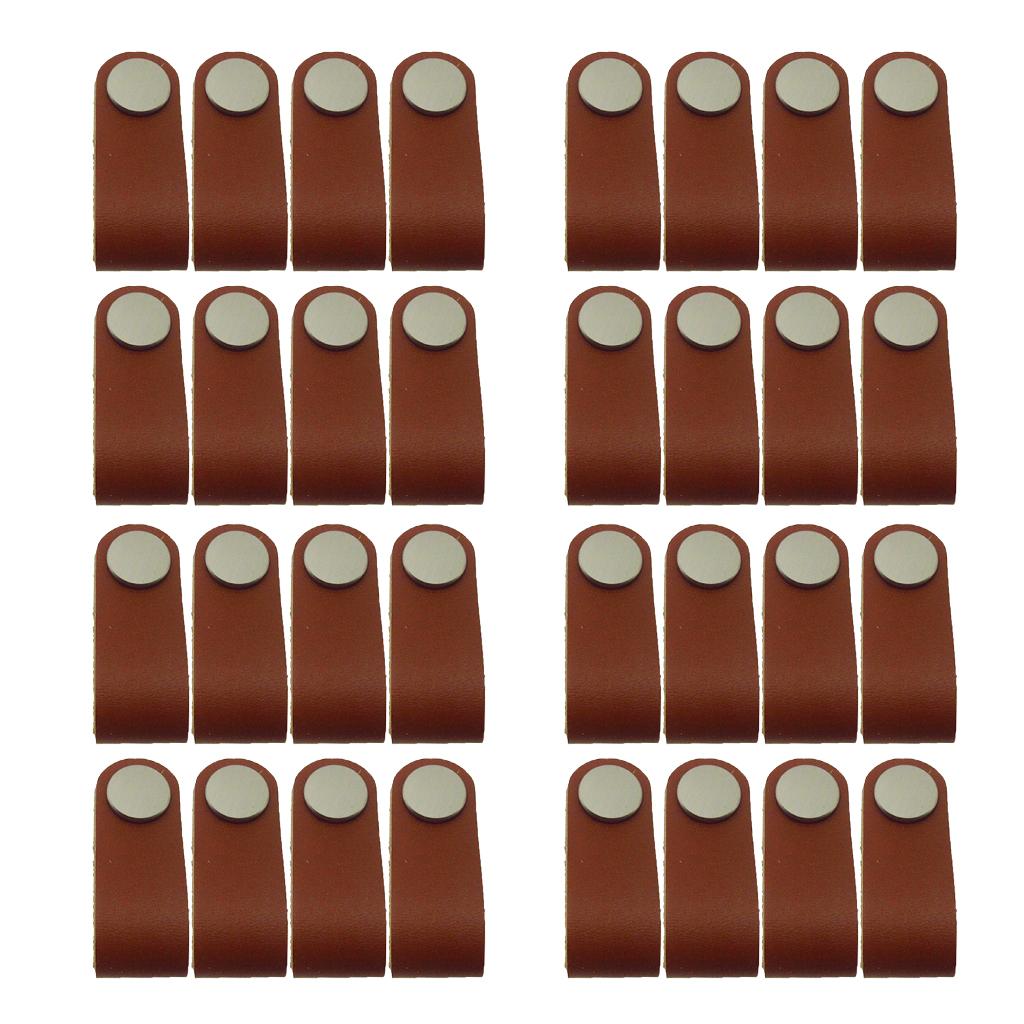 32x Handmade Leather Suitcase Handle Drawer Cabinet Leather Handle Pull Knob
