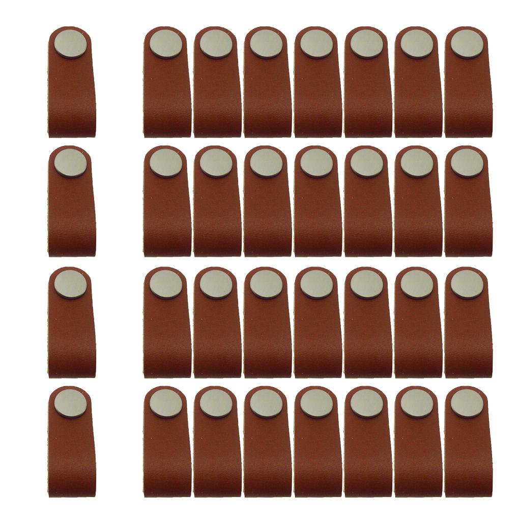 32x Handmade Leather Suitcase Handle Drawer Cabinet Leather Handle Pull Knob