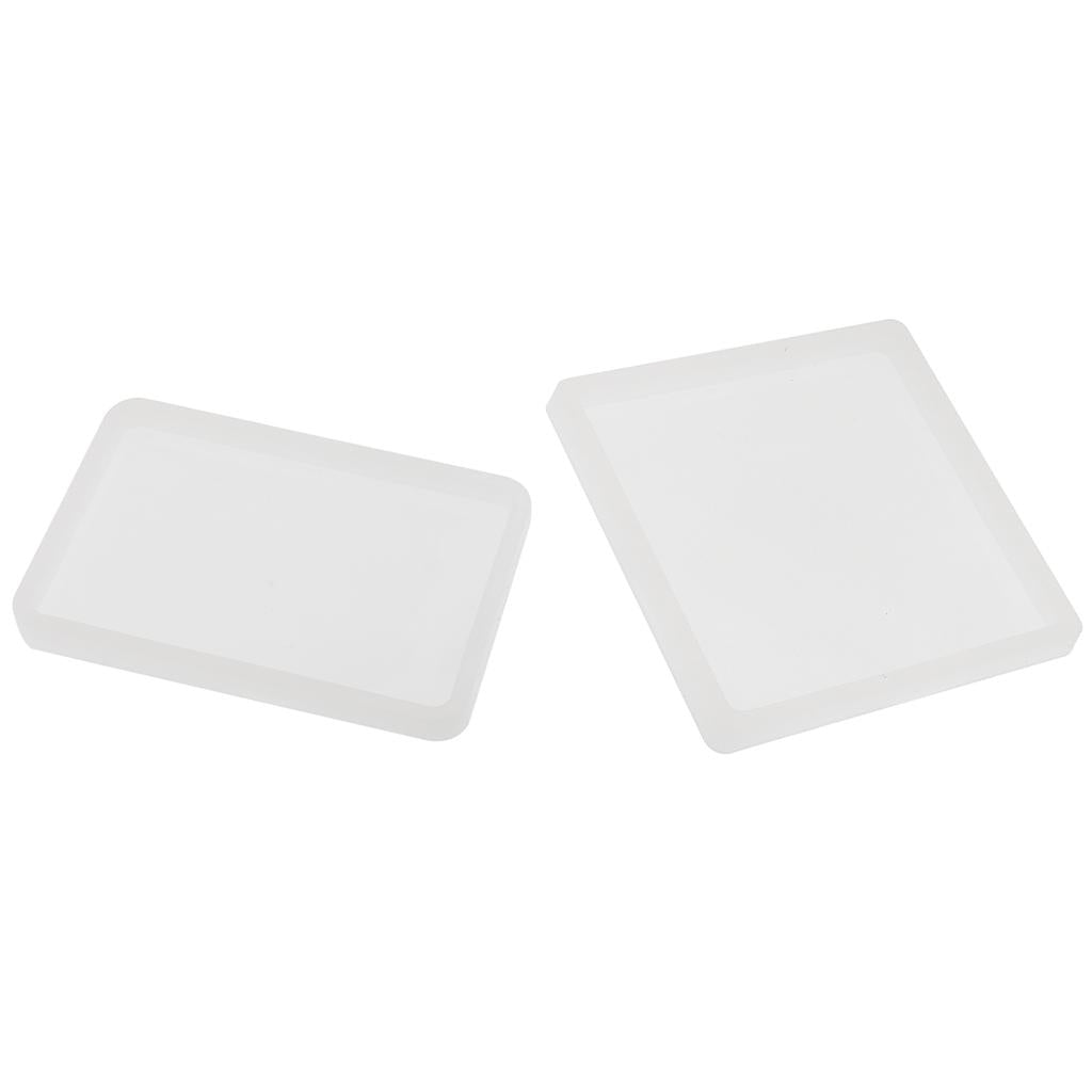 2x Silicone Mould Ornament Resin Craft Making Molds Rectangle and Square
