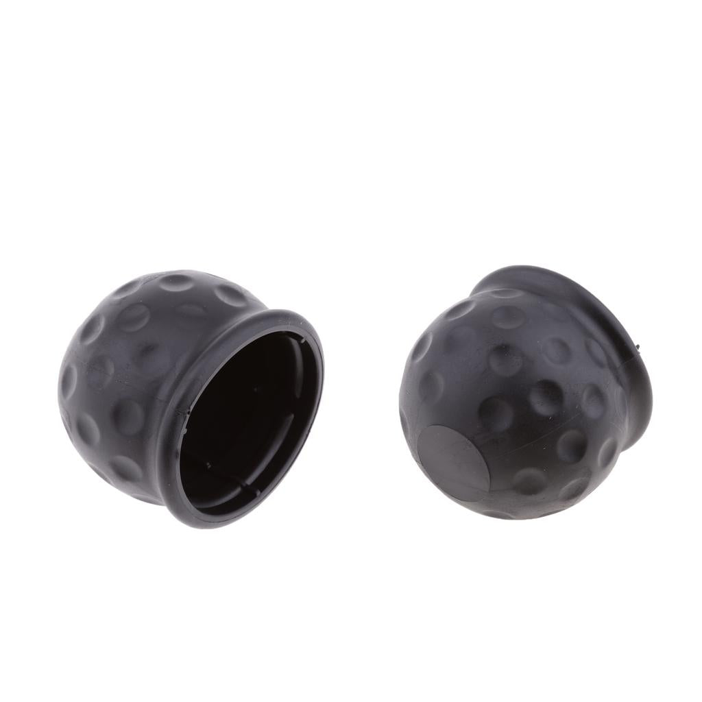 2pcs Black Tow Bar Ball Cover Cap Car Towing Hitch Towball Trailer Van 50mm