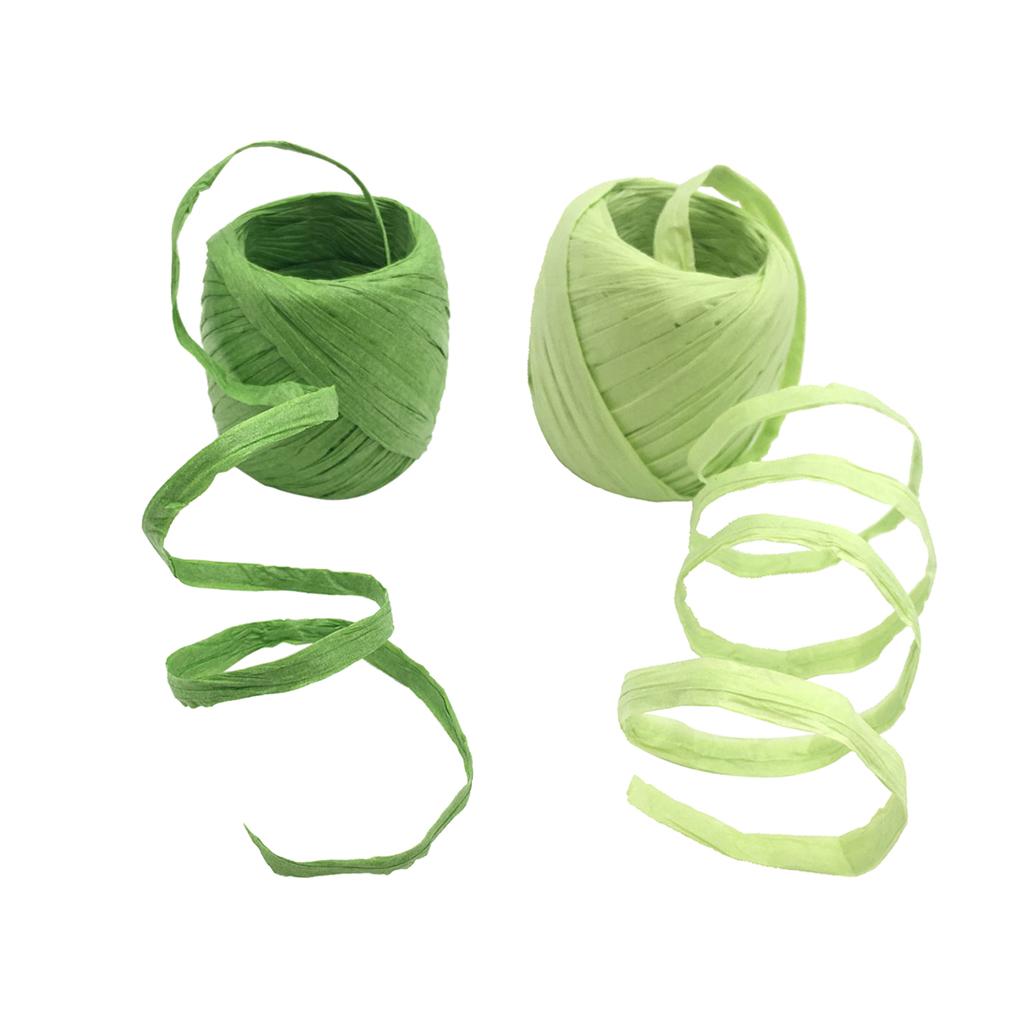 2 Rolls 20m Raffia Paper Ribbon Gift Package String Scrapbooking ASSORTED