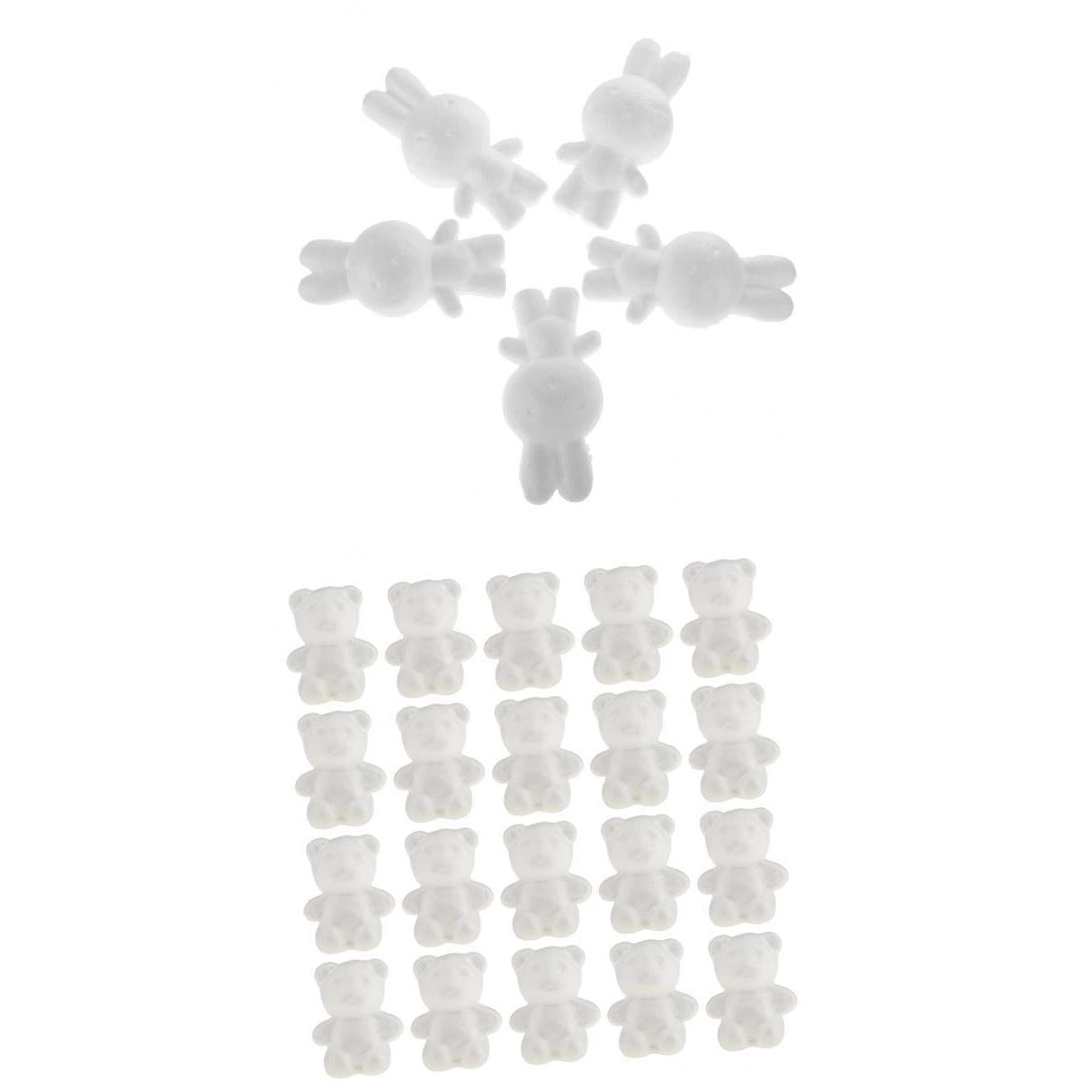 25Pcs Rabbit /Bear Shaped Foam Ornaments for DIY Modelling Crafts