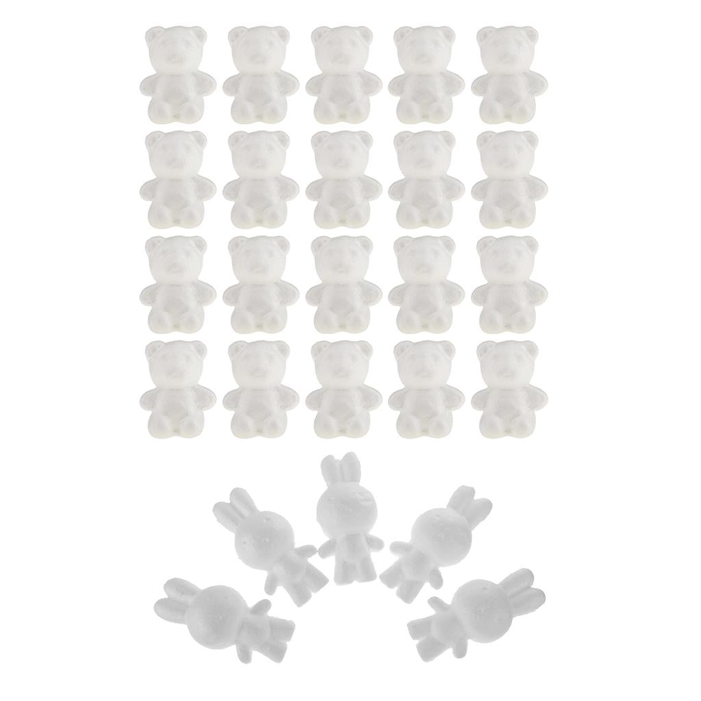 25Pcs Rabbit /Bear Shaped Foam Ornaments for DIY Modelling Crafts