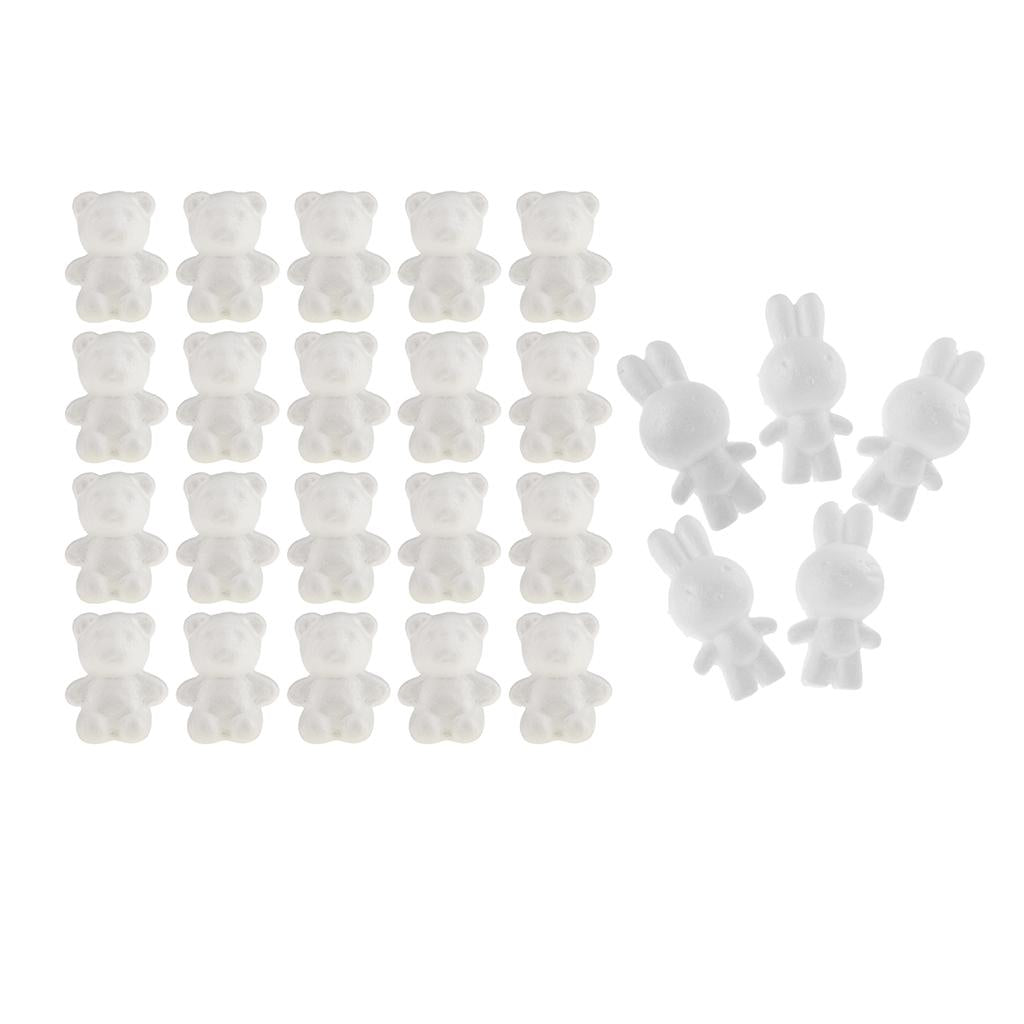25Pcs Rabbit /Bear Shaped Foam Ornaments for DIY Modelling Crafts