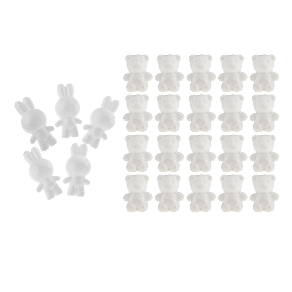25Pcs Rabbit /Bear Shaped Foam Ornaments for DIY Modelling Crafts