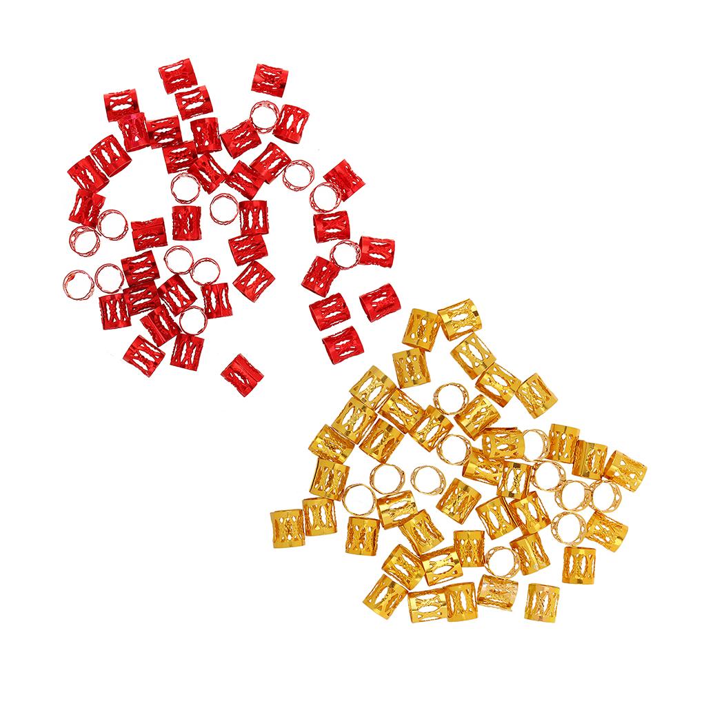 100pcs Hair Braid Cuff Adjustable Hair Rings Braid Beads Clips Decorations