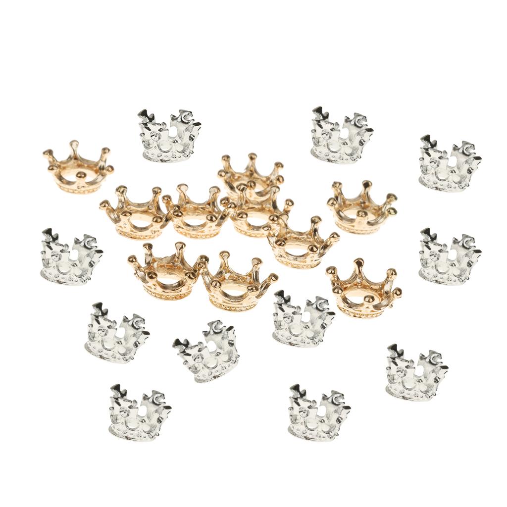 20Pcs Metal Crown Shape Charms Beads Jewelry Making Findings Assorted Size