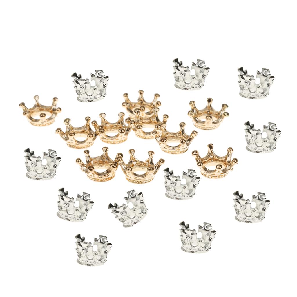 20Pcs Metal Crown Shape Charms Beads Jewelry Making Findings Assorted Size