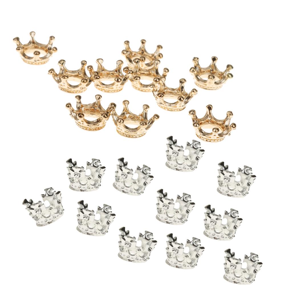 20Pcs Metal Crown Shape Charms Beads Jewelry Making Findings Assorted Size