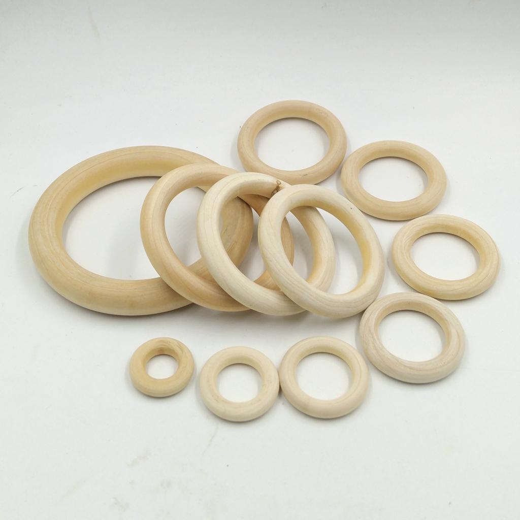 40 Pcs Natural Wood Loop Ring Wood Material for DIY Jewelry Findings 40&30mm