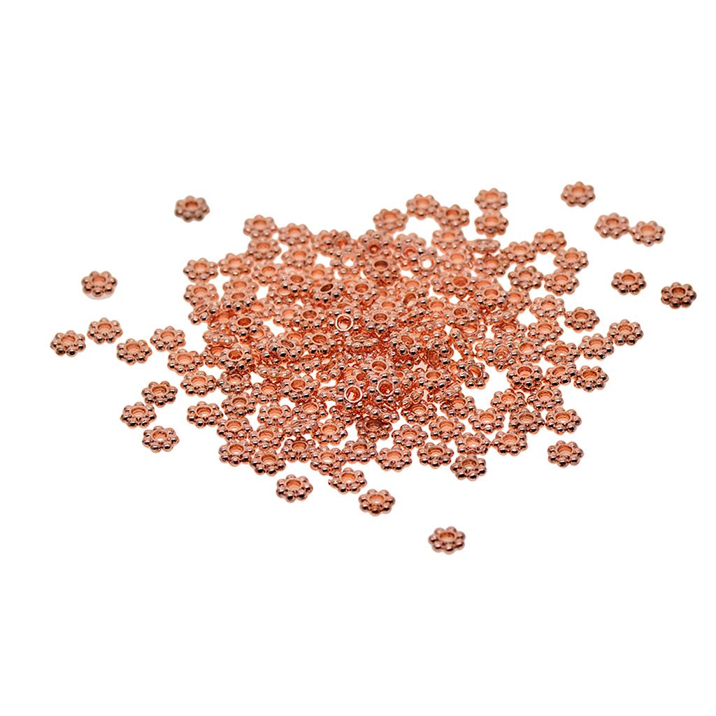 200x Rose Gold Snowflake Flower Spacer Beads Jewelry Findings DIY 6mm+5mm