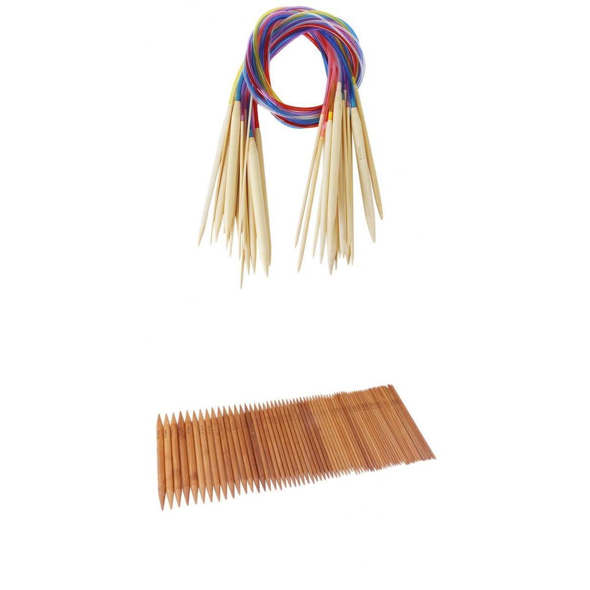 93pcs Bamboo Double Pointed Knitting Needles Circular Knitting Needles Set