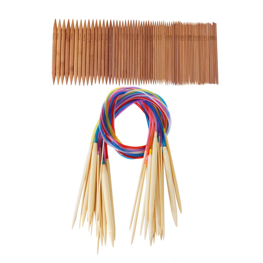 93pcs Bamboo Double Pointed Knitting Needles Circular Knitting Needles Set
