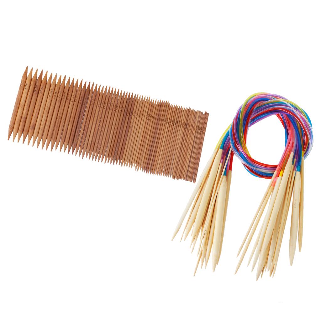 93pcs Bamboo Double Pointed Knitting Needles Circular Knitting Needles Set