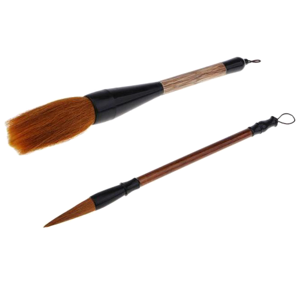 2 pcs Chinese Watercolor Calligraphy Sumi Drawing Kanji Brush 2 sizes