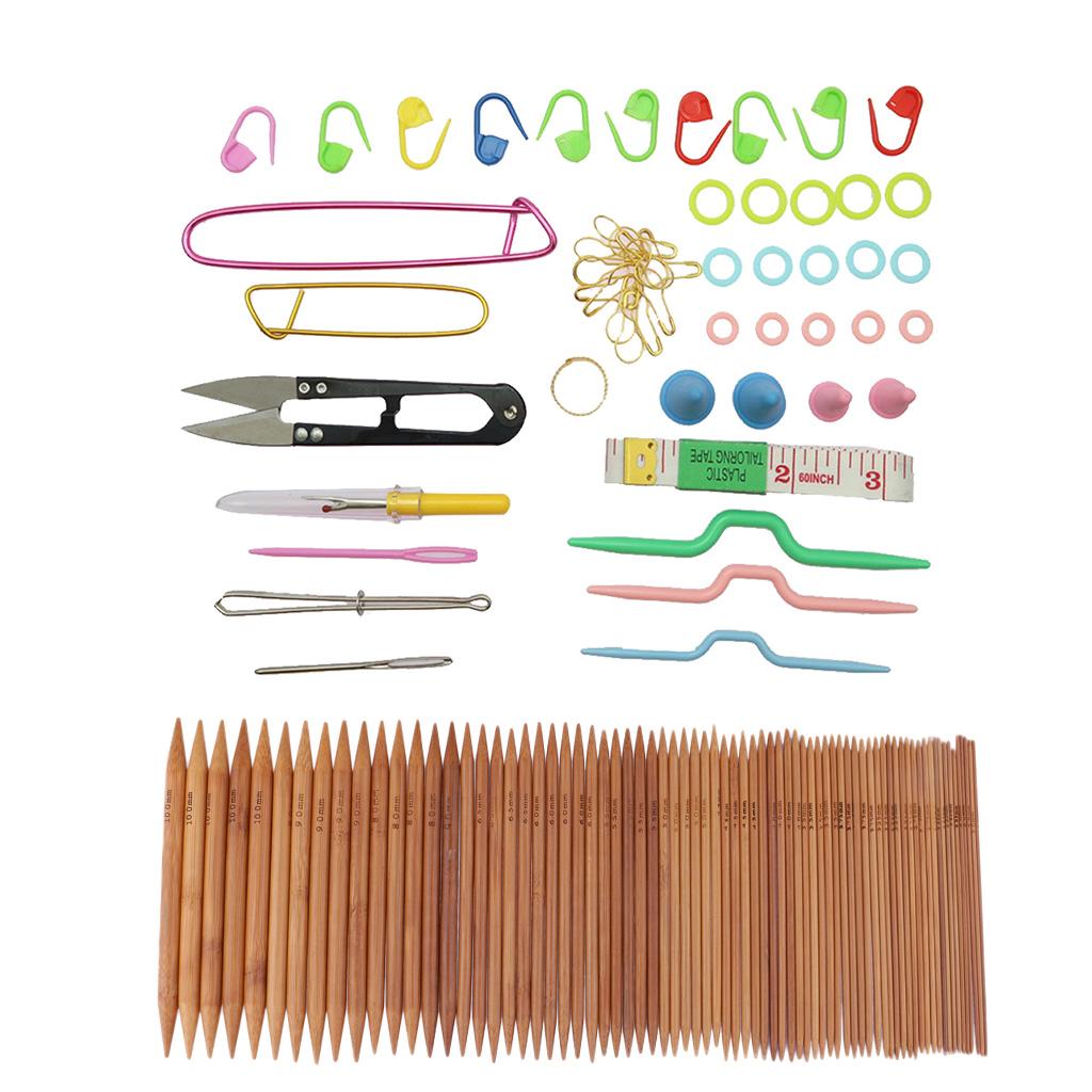 132pcs Carbonized Bamboo Double Pointed Knitting Needles with Accessories