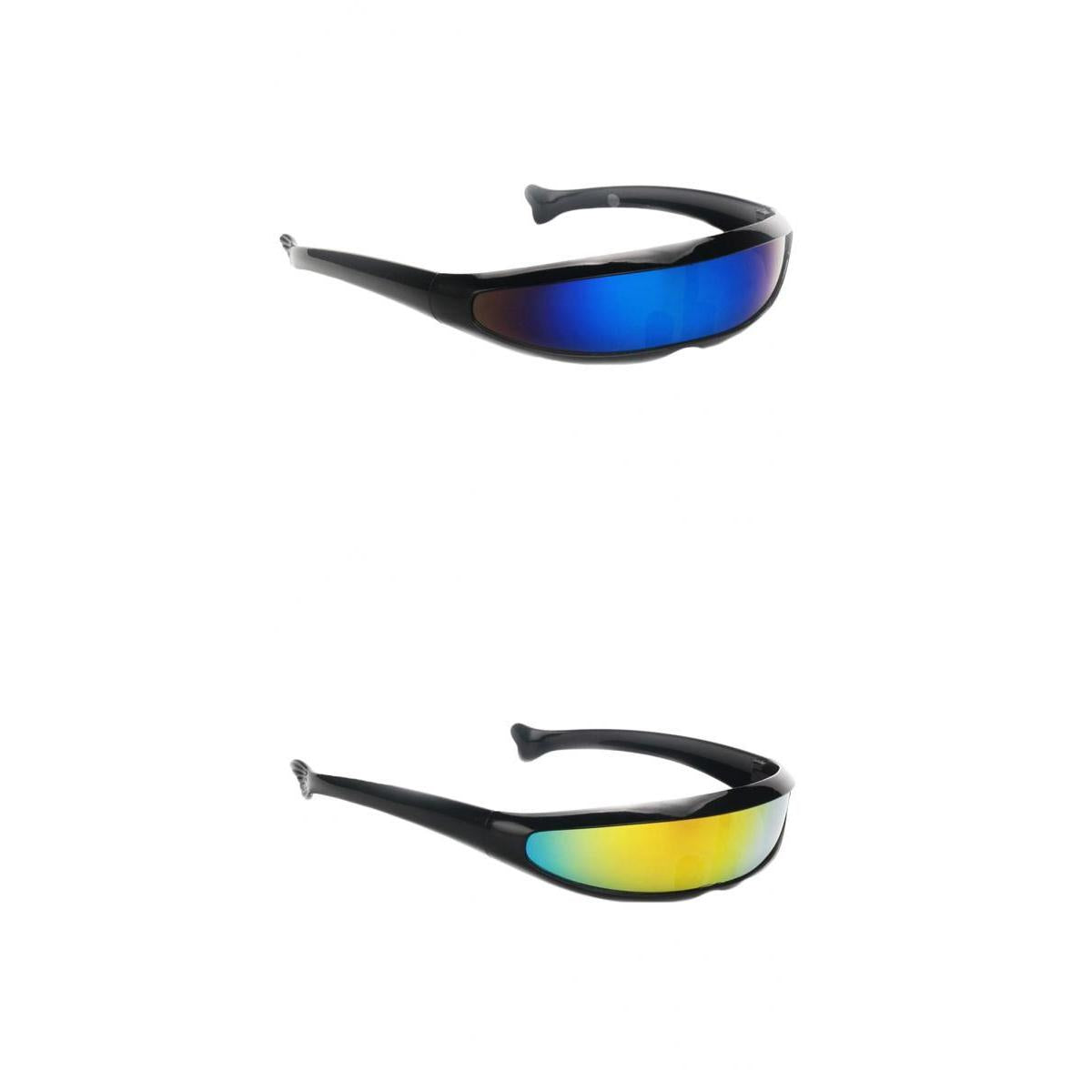 2/set Futuristic Cyclops Mirrored Sunglasses Narrow Monoblock Shield Glasses