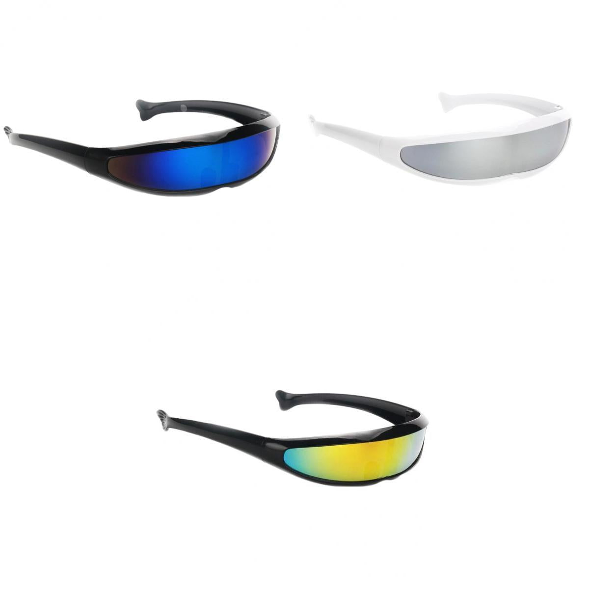 3x Futuristic Mirrored Sunglasses Narrow Monoblock Shield Glasses