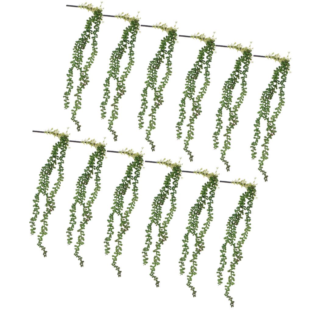 12x Artificial Flower String of Pearls Wall Hanging Succulents Plants Green