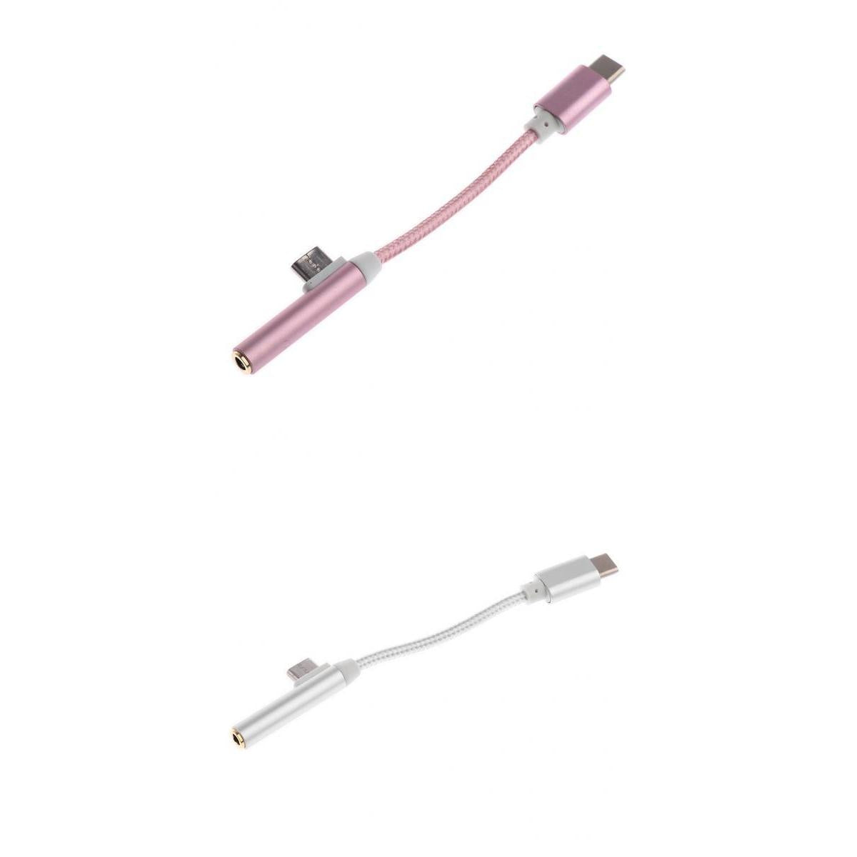 2 Pieces Type-C To 3.5mm Headphone Audio + Charge Splitter Adapter Cable