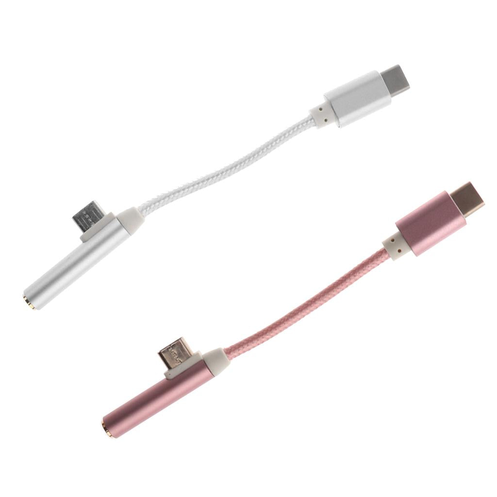 2 Pieces Type-C To 3.5mm Headphone Audio + Charge Splitter Adapter Cable