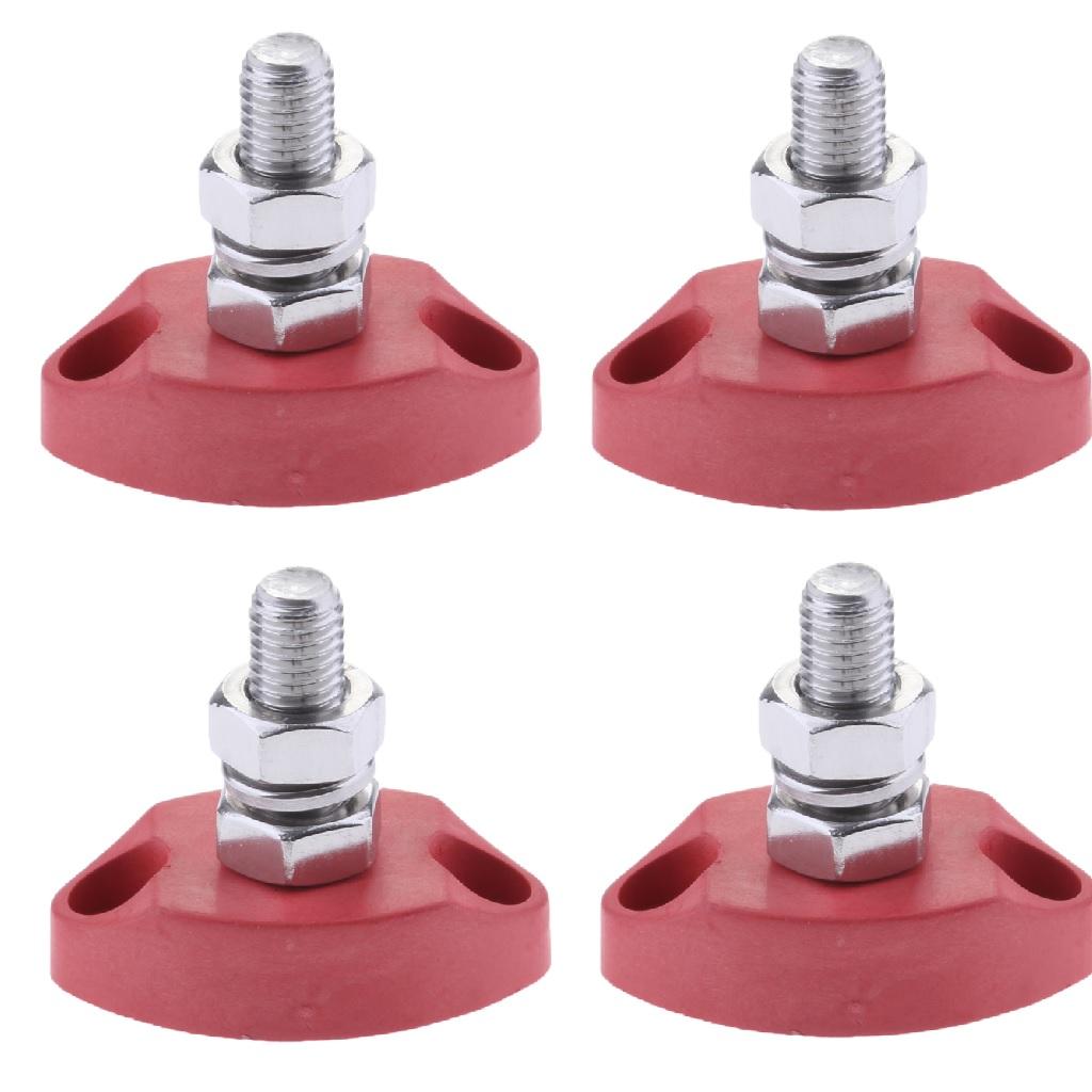 4x Red Junction Block Power Post Stainless Steel Insulated Terminal Stud 6mm