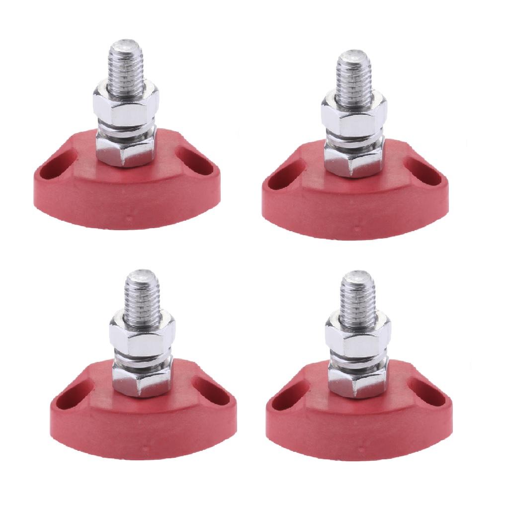 4x Red Junction Block Power Post Stainless Steel Insulated Terminal Stud 6mm