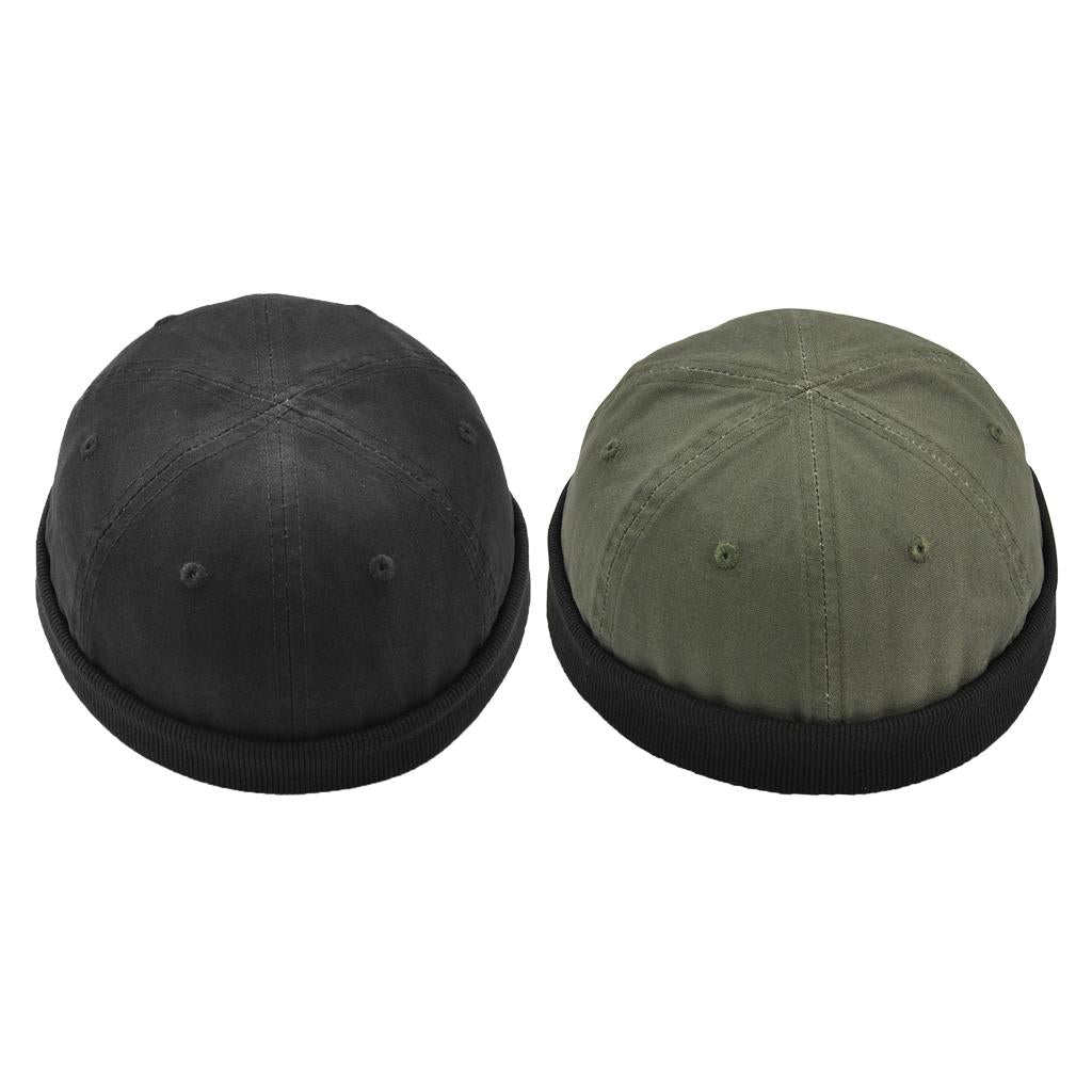 2pieces Men Retro Docker Leon Beanie Cap Pure Cotton Hat
