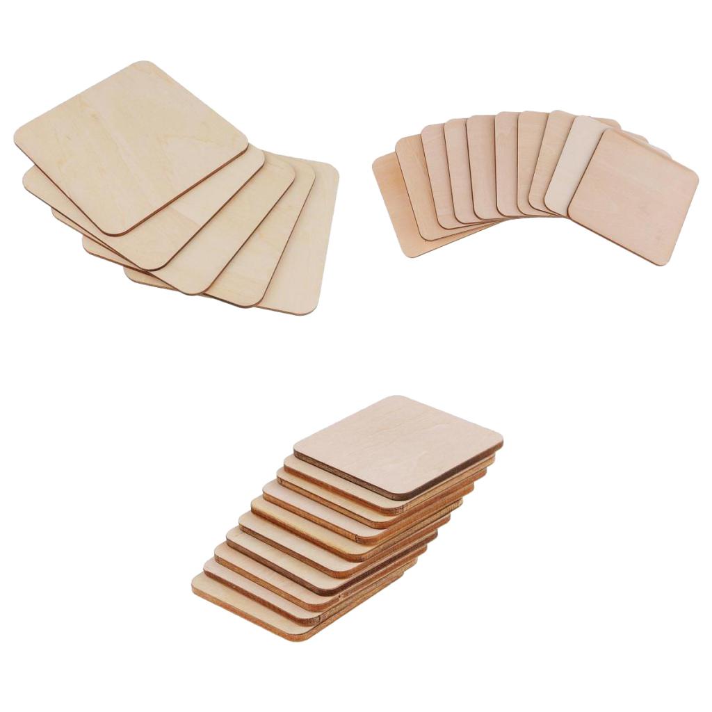 25 Pieces 50mm 80mm 120mm Blank Wood Square Plaque Unfinished Wooden Shapes