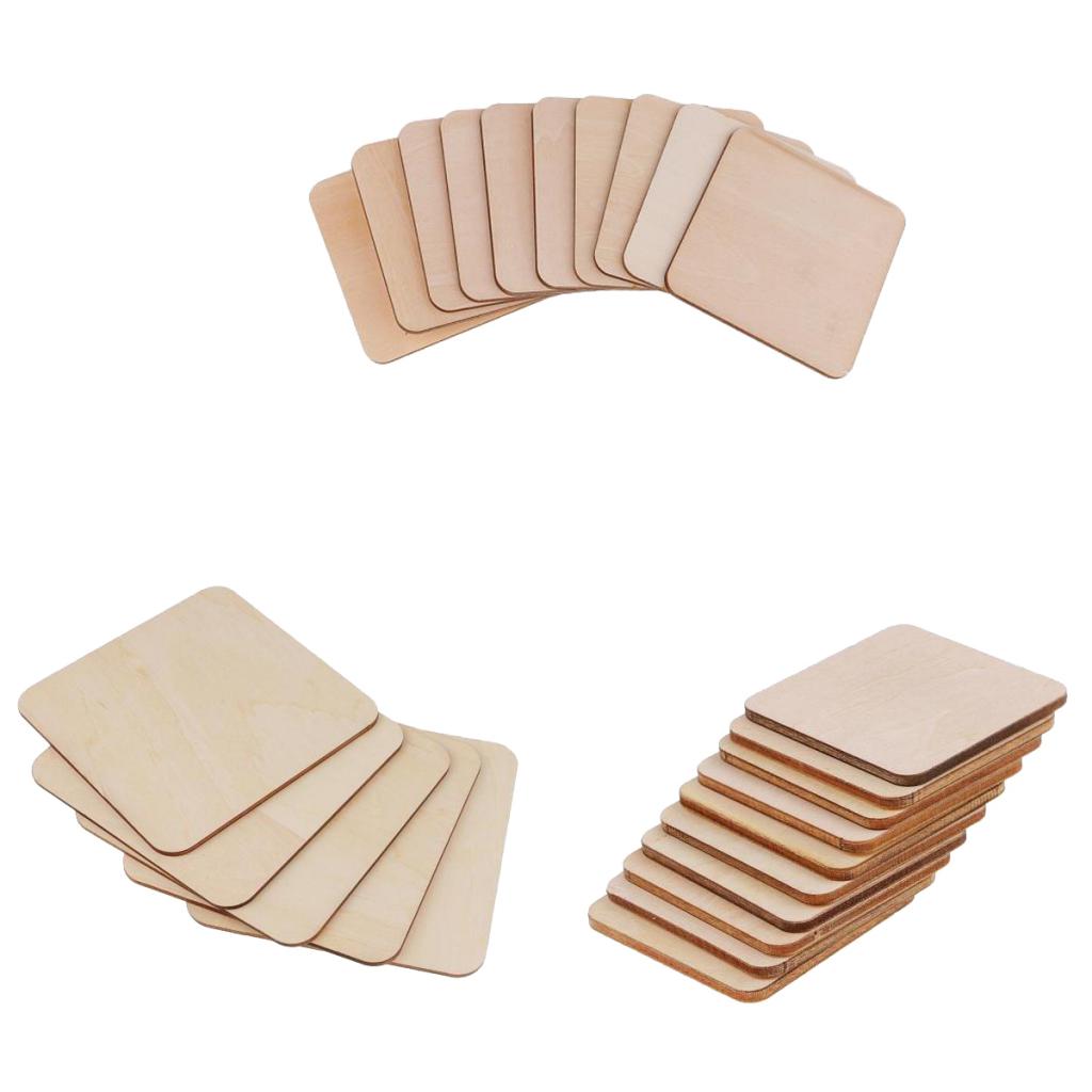 25 Pieces 50mm 80mm 120mm Blank Wood Square Plaque Unfinished Wooden Shapes