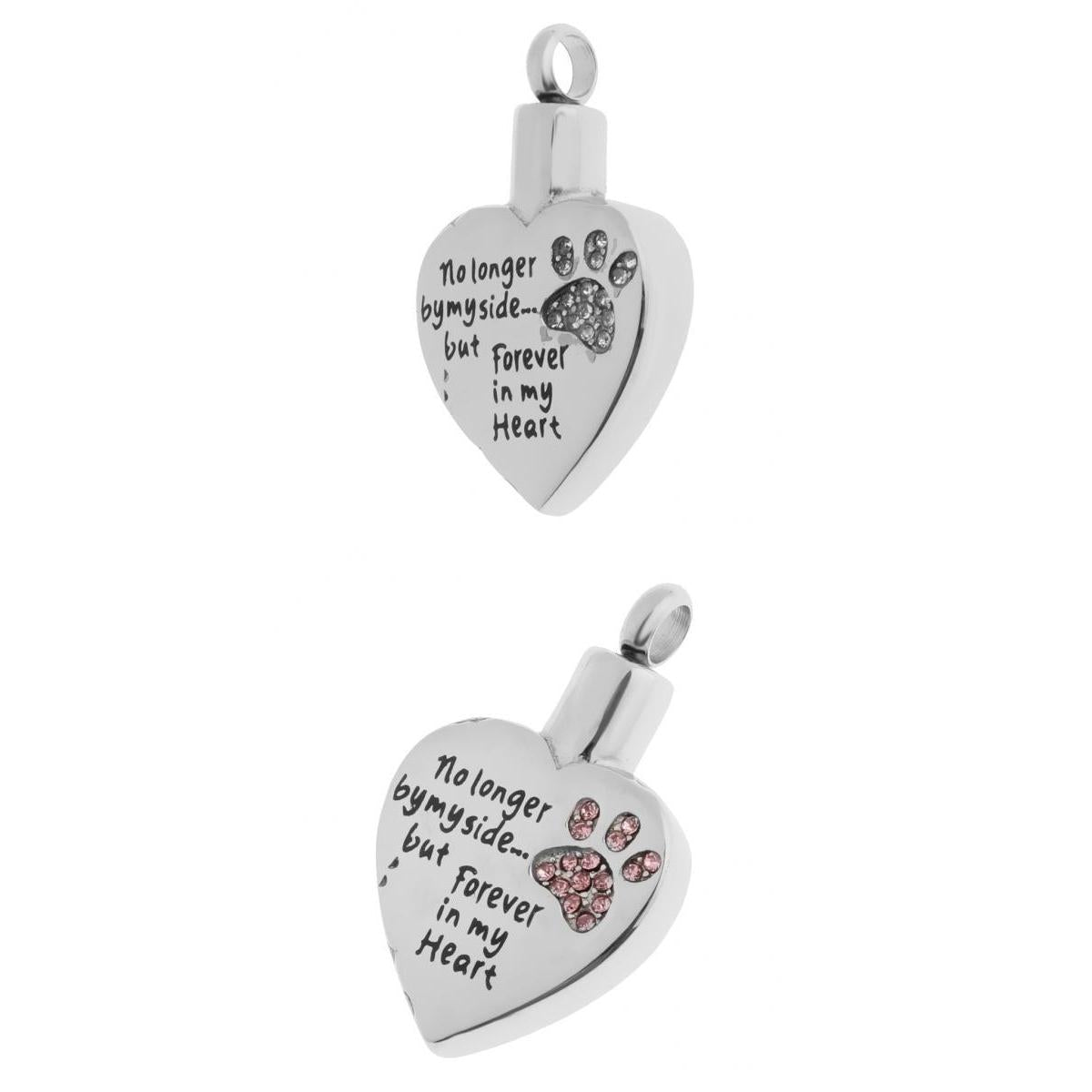 2 Pcs Stainless Steel Heart Shape Pet Urn Ashes Pendant Memorial Cremation