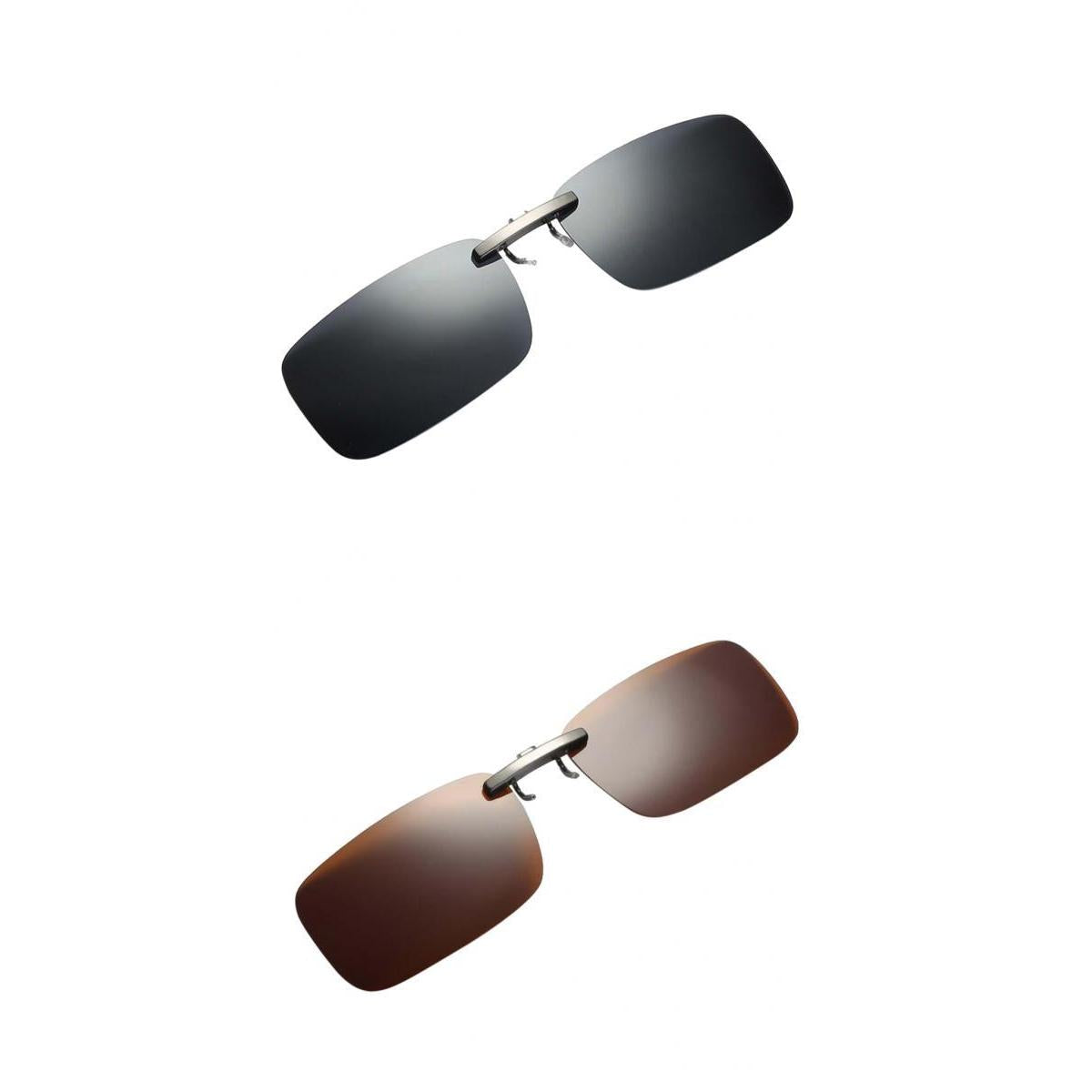 2pieces Polarized Clip On Flip Up UV400 Driving Rectangle Sunglasses