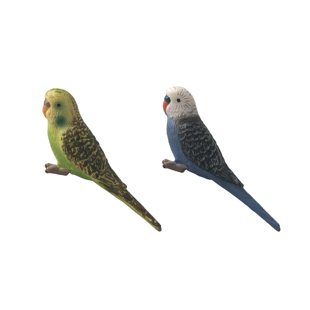 2Pieces Miniature Animals Birds Model Figurine Statue Scupltue Toy Parrot